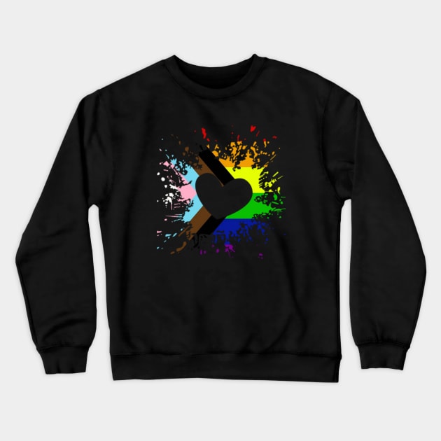 Pride Progress Flag Rainbow Flag Heart For Inclusivity Crewneck Sweatshirt by PowderShot